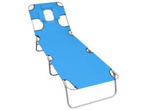 Chaise longue pliable avec coussin de tĂȘte acier turquoise bleu