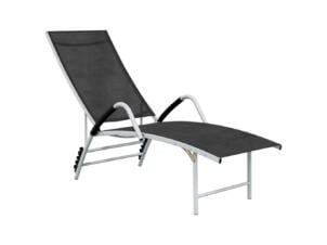 Chaise longue textilène et aluminium noir