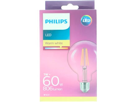 Philips Classic Globe LED bollamp filament E27 60W 1