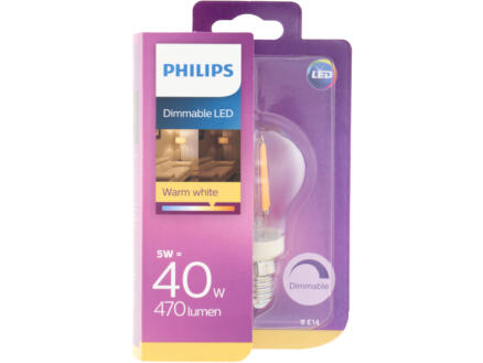 Philips Classic ampoule LED sphérique filament E14 5W dimmable 1