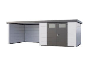 Telluria Classico Lounge L 3030 WH metalen tuinhuis 298x298x219 cm + uitbreiding links 345cm wit