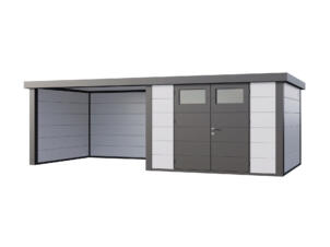 Telluria Classico Lounge L 3030 metalen tuinhuis 298x298x219 cm + uitbreiding links 345cm wit