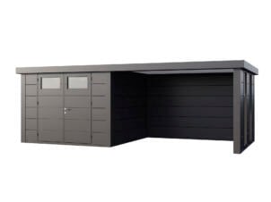 Telluria Classico Lounge L 3030 metalen tuinhuis 298x298x219 cm + uitbreiding met ramen rechts 345cm antraciet