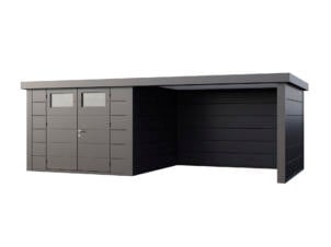 Telluria Classico Lounge L 3030 metalen tuinhuis 298x298x219 cm + uitbreiding rechts 345cm antraciet