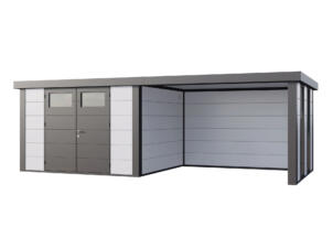 Telluria Classico Lounge L 3330 metalen tuinhuis 328x298x219 cm cm + uitbreiding met ramen rechts 345cm wit