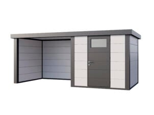Telluria Classico Lounge S 2424 metalen tuinhuis 238x238x219 cm + uitbreiding links 280cm wit