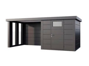 Telluria Classico Lounge S 2424 metalen tuinhuis 238x238x219 cm + uitbreiding met ramen links 280cm antraciet