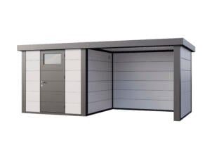 Telluria Classico Lounge S 2424 metalen tuinhuis 238x238x219 cm + uitbreiding rechts 280cm wit