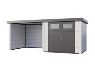 Telluria Classico Lounge S 2724 WH metalen tuinhuis 268x238x219 cm + uitbreiding links 280cm wit