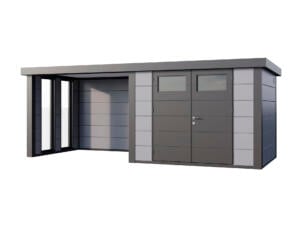 Telluria Classico Lounge S 3024 metalen tuinhuis 298x238x219 cm + uitbreiding met ramen links 280cm grijs