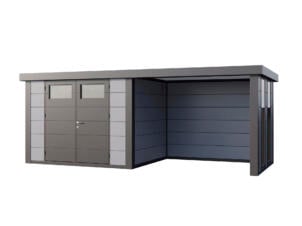 Telluria Classico Lounge S 3024 metalen tuinhuis 298x238x219 cm + uitbreiding met ramen rechts 280cm grijs