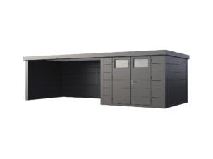 Telluria Classico Lounge XL 3030 metalen tuinhuis 298x298x219 cm + binnenwand + elektriciteit + uitbreiding links 464cm antraciet
