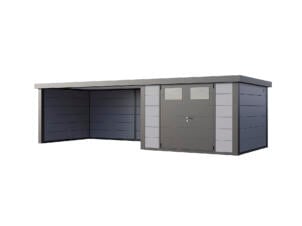 Telluria Classico Lounge XL 3330 metalen tuinhuis 328x298x219 cm + binnenwand + elektriciteit + uitbreiding links 464cm grijs