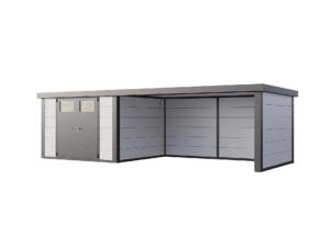 Telluria Classico Lounge XL 3330 metalen tuinhuis 328x298x219 cm + binnenwand + elektriciteit + uitbreiding rechts 464cm wit/antraciet