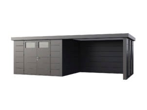 Telluria Classico Lounge XL 3330 metalen tuinhuis 328x298x219 cm + uitbreiding met ramen rechts 464cm antraciet