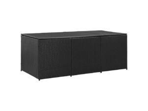 Coffre de jardin 180x90x70 cm résine tressée noir