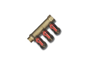 Saninstal Collector met 3 afsluitkranen M3 3/4" 16 rood
