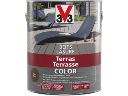 V33 Color houtbeits terras mat 2,5l teak 1