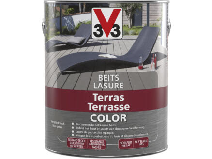 V33 Color houtbeits terras mat 2,5l vergrijsd hout 1