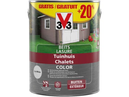 V33 Color houtbeits tuinhuis 2,5l+20% ice white 1