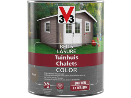 V33 Color houtbeits tuinhuis zijdeglans 0,75l bizon 1