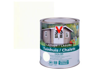 V33 Color houtbeits tuinhuis zijdeglans 0,75l ice white
