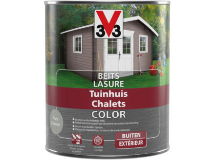 V33 Color houtbeits tuinhuis zijdeglans 0,75l pure everest 1