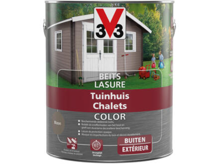 V33 Color houtbeits tuinhuis zijdeglans 2,5l bizon 1