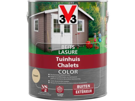 V33 Color houtbeits tuinhuis zijdeglans 2,5l desert 1