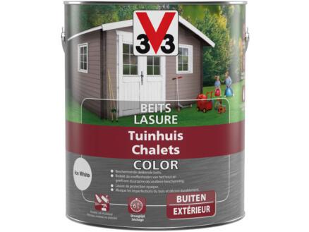 V33 Color houtbeits tuinhuis zijdeglans 2,5l ice white 1