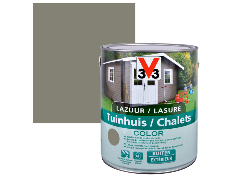 V33 Color houtbeits tuinhuis zijdeglans 2,5l little river