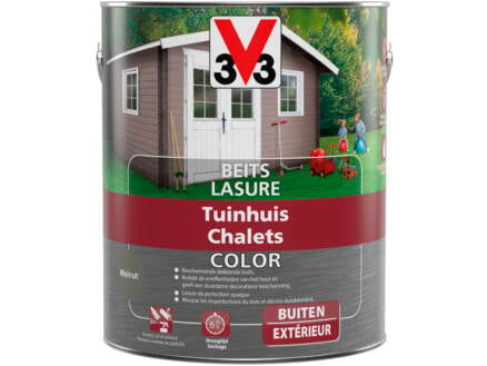 V33 Color houtbeits tuinhuis zijdeglans 2,5l walnut 1