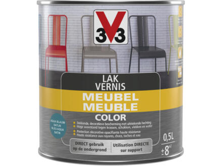 V33 Color vernis / lak meubel zijdeglans 0,5l aqua Blauw 1