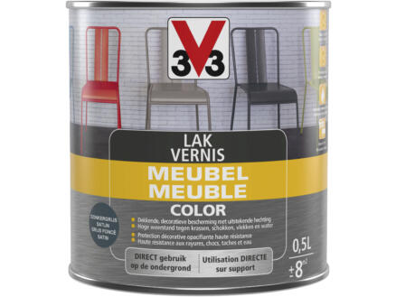 V33 Color vernis / lak meubel zijdeglans 0,5l donkergrijs 1