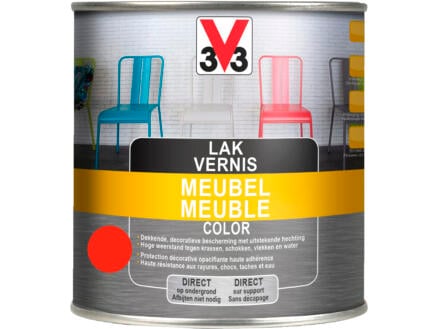 V33 Color vernis / lak meubel zijdeglans 0,5l rood 1