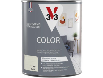 V33 Color vernis / lak parket zijdeglans 0,75l wit 1