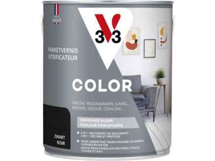 V33 Color vernis / lak parket zijdeglans 2,5l zwart 1