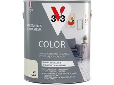 V33 Color vitrificateur parquet satin 2,5l blanc 1