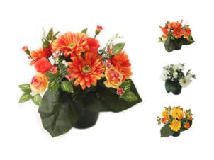 Compo pot à fleurs roses/oeillets/gerberas disponible en 4 couleurs