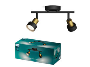 Philips Conduit barre de spots LED GU10 2x35 W noir/or
