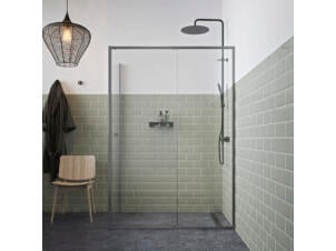 Sealskin Contour doucheschuifdeur met zijwand 140x90x200 cm helder glas mat grijs