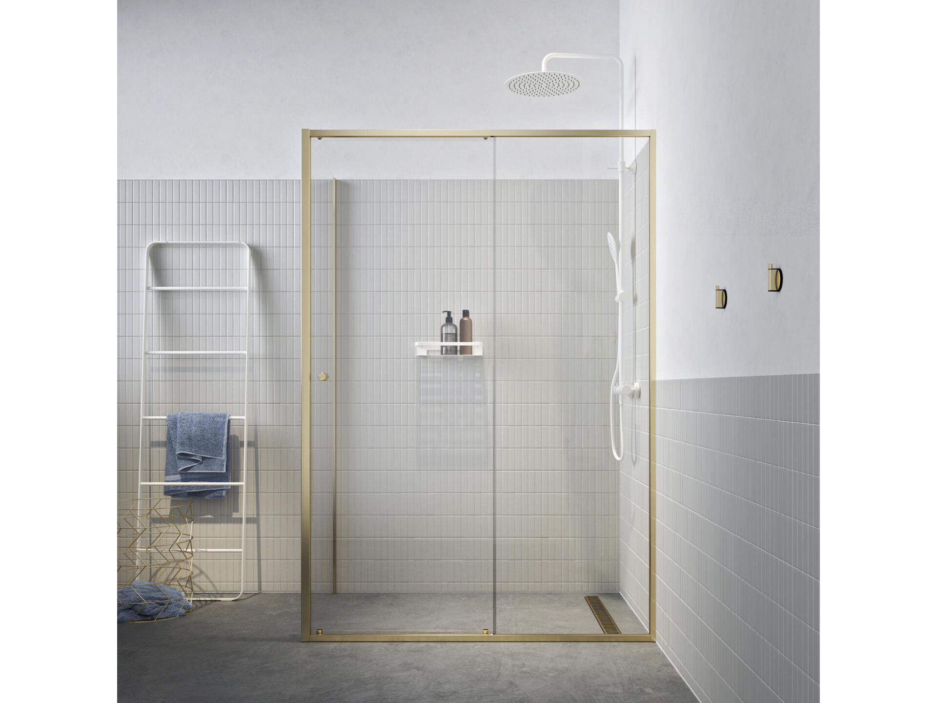 Sealskin Contour porte de douche coulissante avec paroi latérale 120x90x200 cm verre transparent or