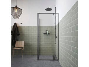 Sealskin Contour porte de douche pivotante avec paroi latérale 90x90x200 cm verre transparent gris mat