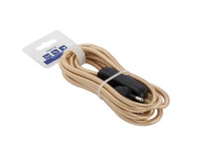 Chacon Cordon électrique en tissu avec fiche et interrupteur 2m or