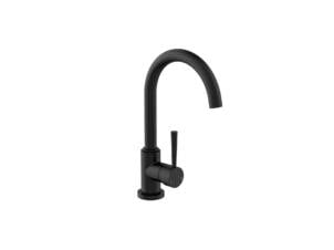 Schutte Cornwall robinet mitigeur évier avec bec rond noir mat
