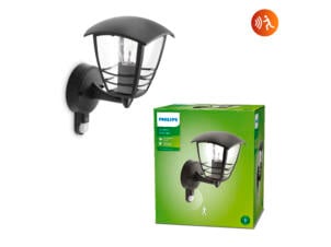 Philips Creek wandlamp 60W E27 met sensor zwart