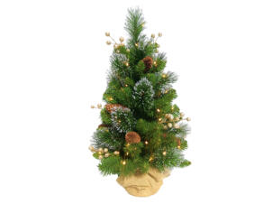 Crestwood Gold Burlap sapin de Noël artificiel 61cm 50 lampes LED