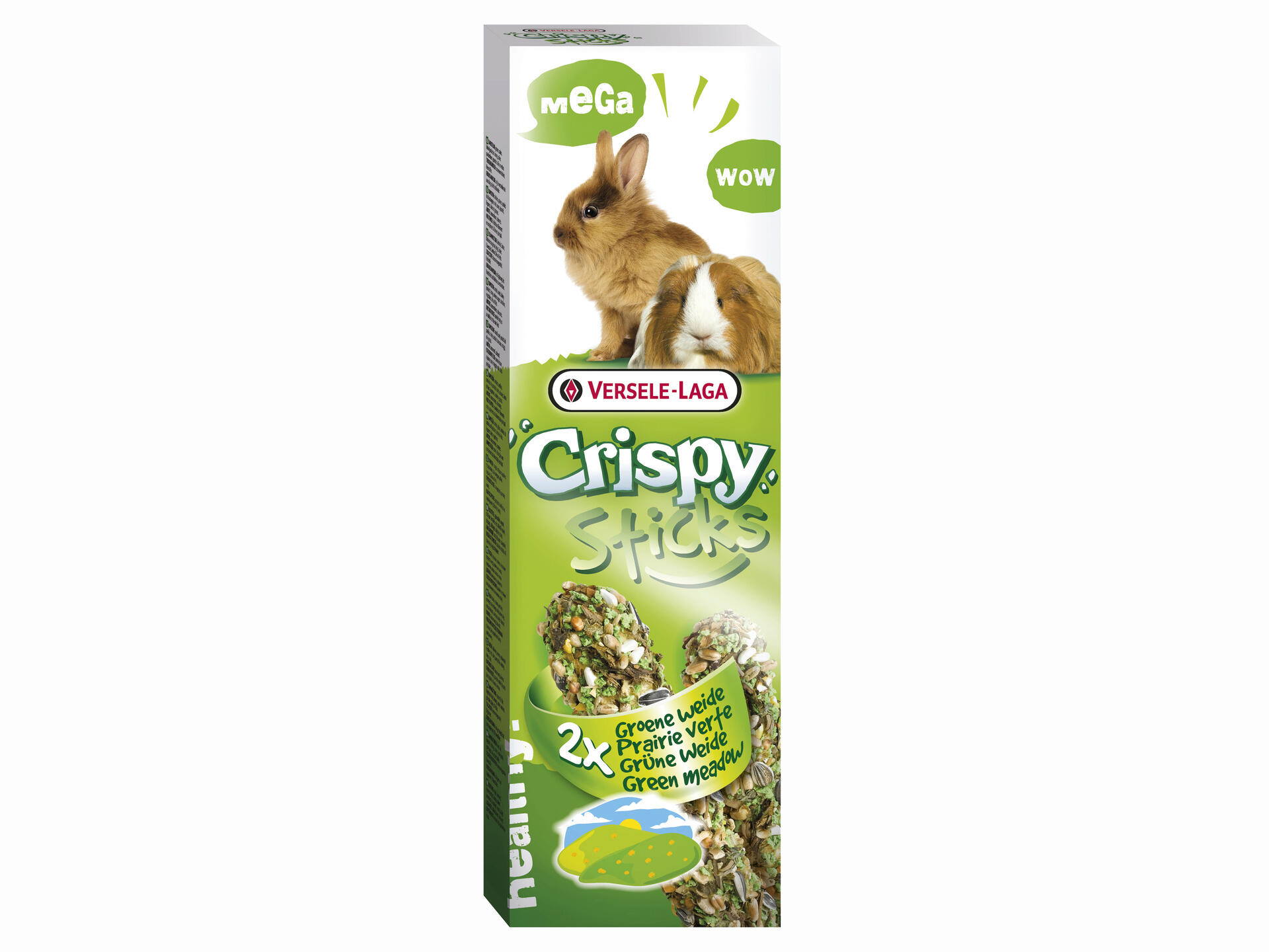 Crispy Mega Sticks knaagsticks konijnen en cavia's groene weide 2 stuks
