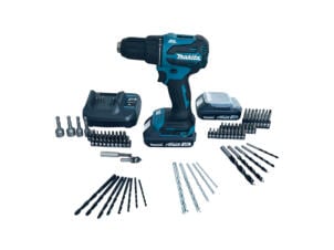 Makita DHP490WVX6 perceuse-visseuse à percussion sans fil 18V Li-Ion + chargeur + accessoires