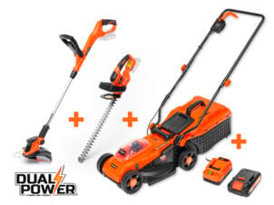 DUAL POWER tuingereedschapsset 3 stuks +batterij en lader
